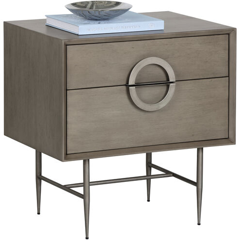 Emery 24.5 X 23.75 inch Antique Silver / Ash Grey Night Stand